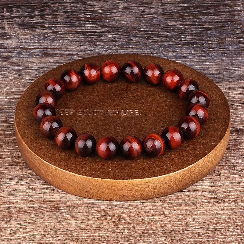 Thumbnail: Red Tiger Eye Bracelet 8mm With Lab Certificate