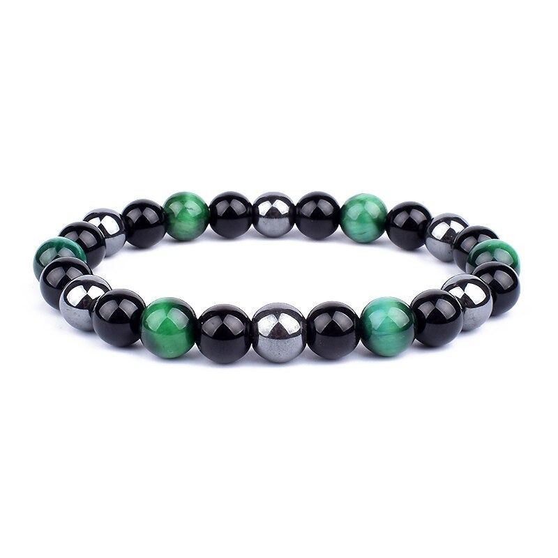 Thumbnail: Triple Protection Crystal Bracelet 8mm With Green Tiger Eye