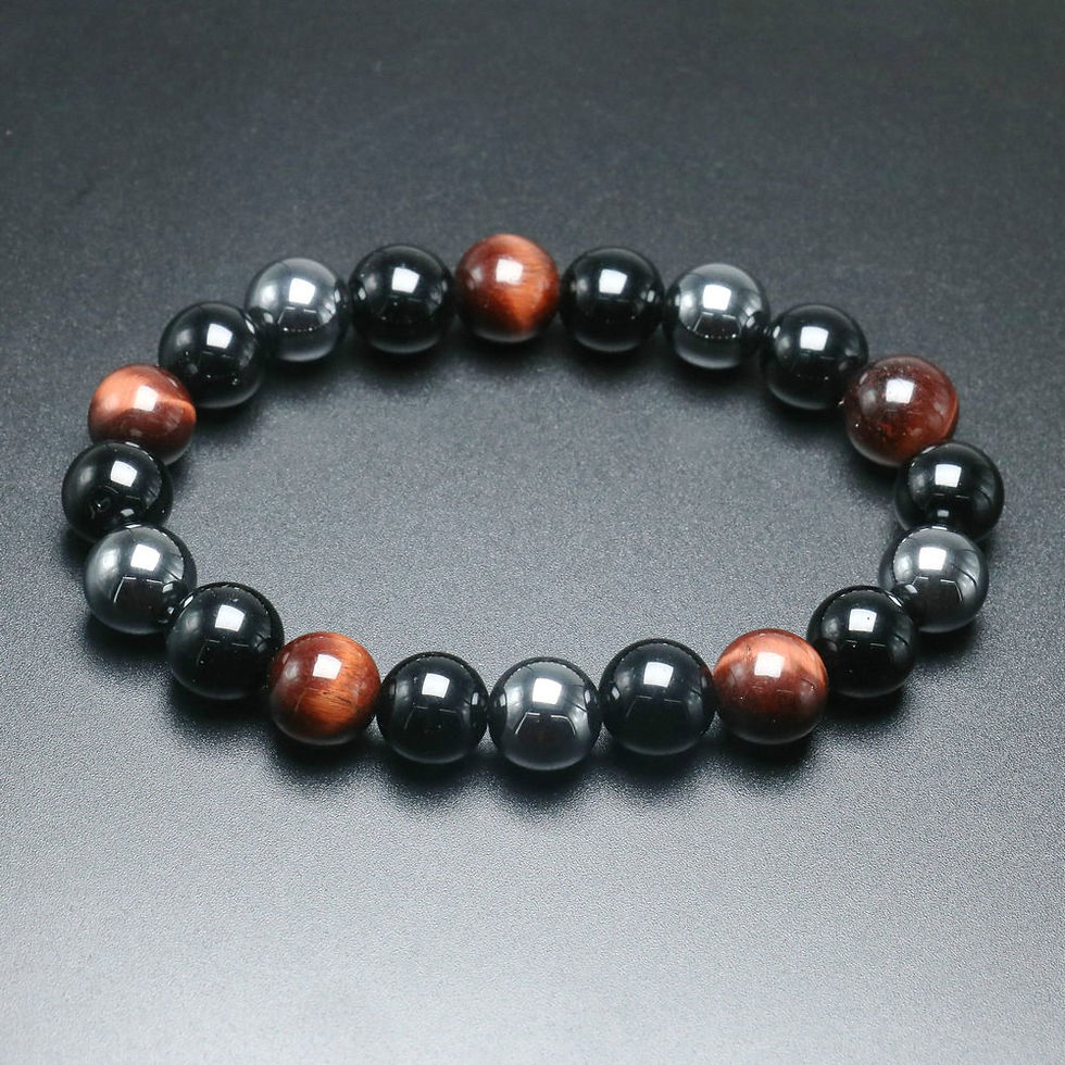 Thumbnail: Triple Protection Crystal Bracelet 8mm With Red Tiger Eye