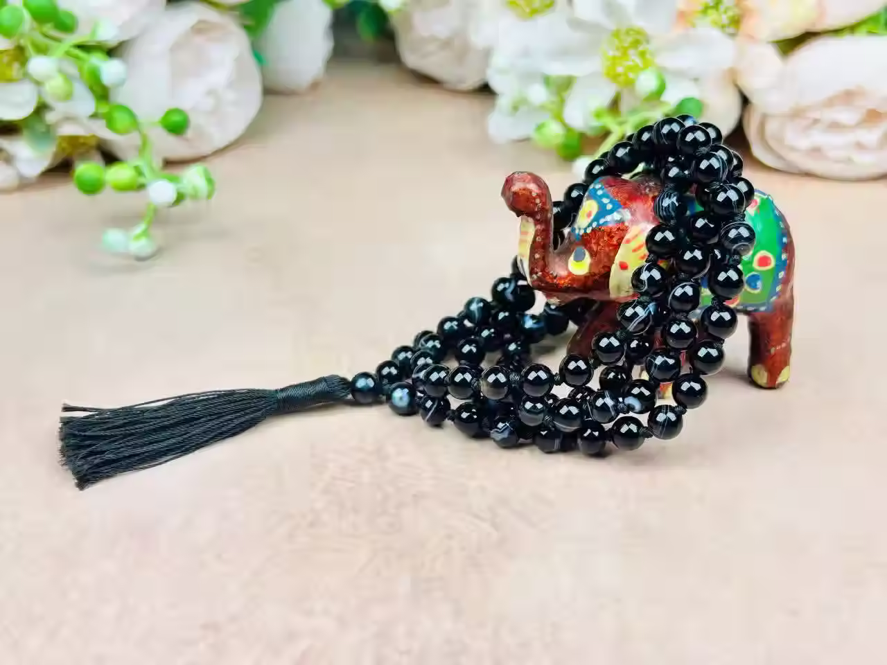 Natural Sulemani Hakik Mala 8mm Stone Beads Lab Certified