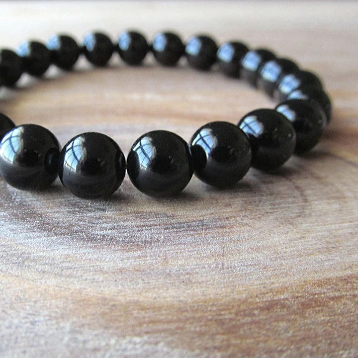 Thumbnail: Certified Black Tourmaline Bracelet 8mm Grade AAA