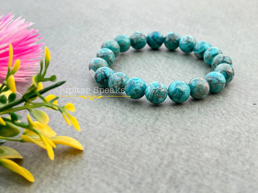 Thumbnail: Natural African Turquoise Stone Bracelet 10MM With Lab Certificate Unisex