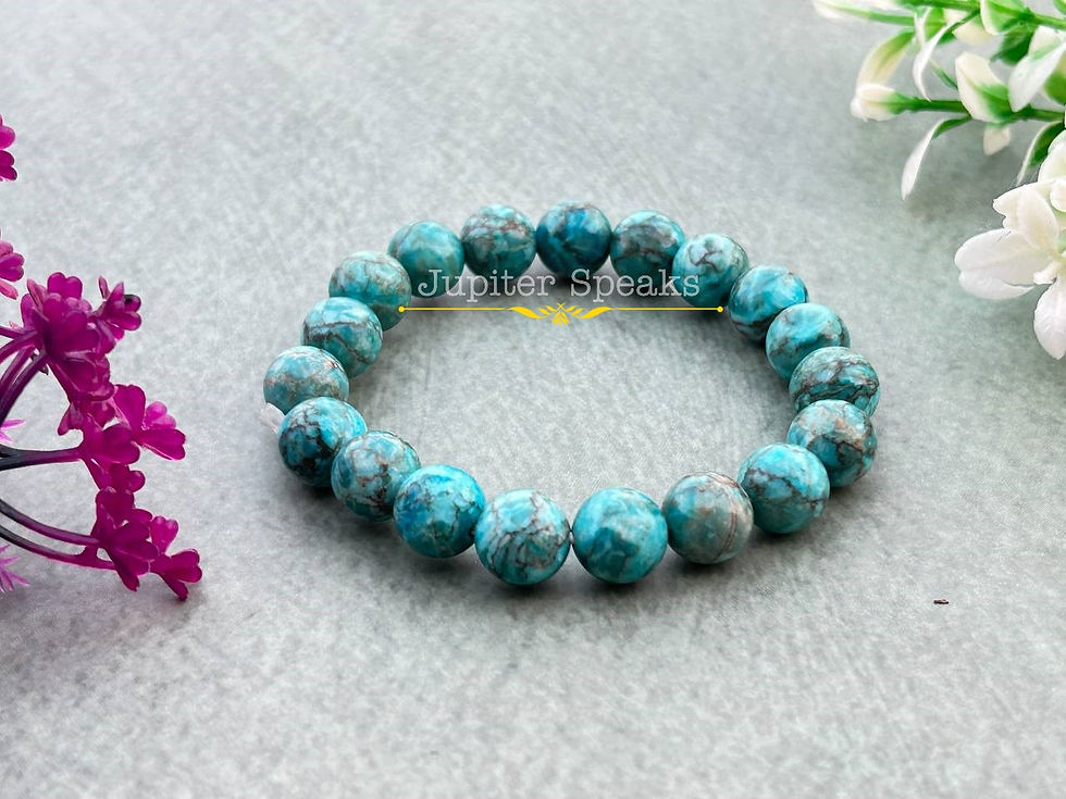 Thumbnail: Natural African Turquoise Stone Bracelet 10MM With Lab Certificate Unisex