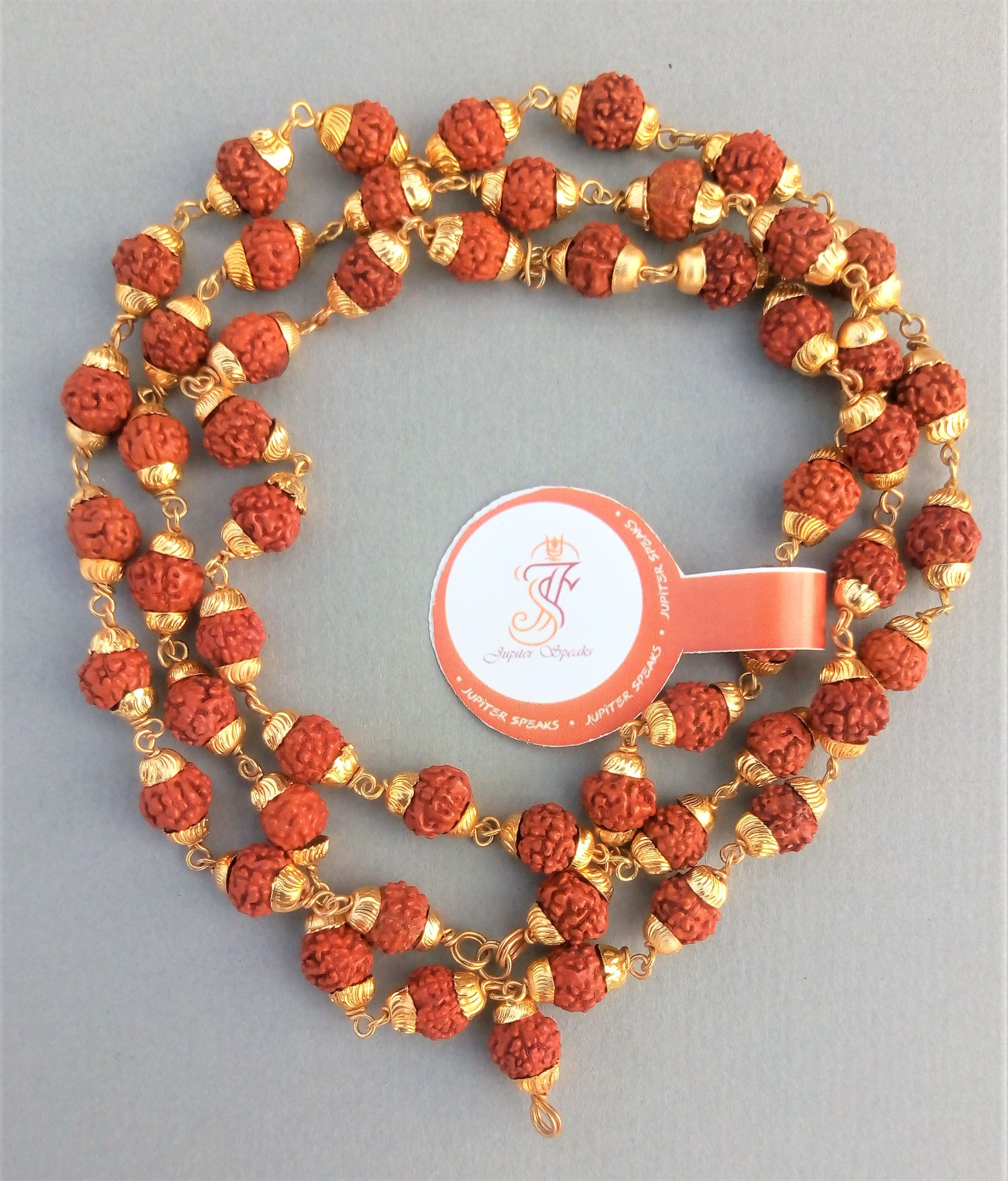 Rudraksha Mala With Gold Plated Caps (6mm)