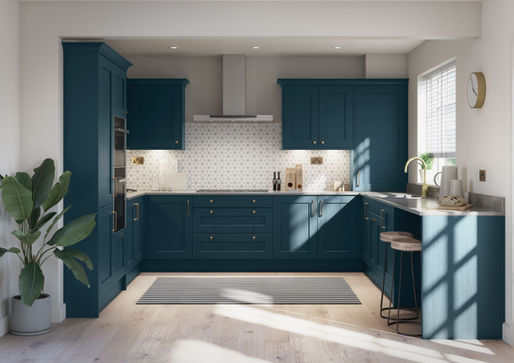 Striking Green & Blue Kitchen Design