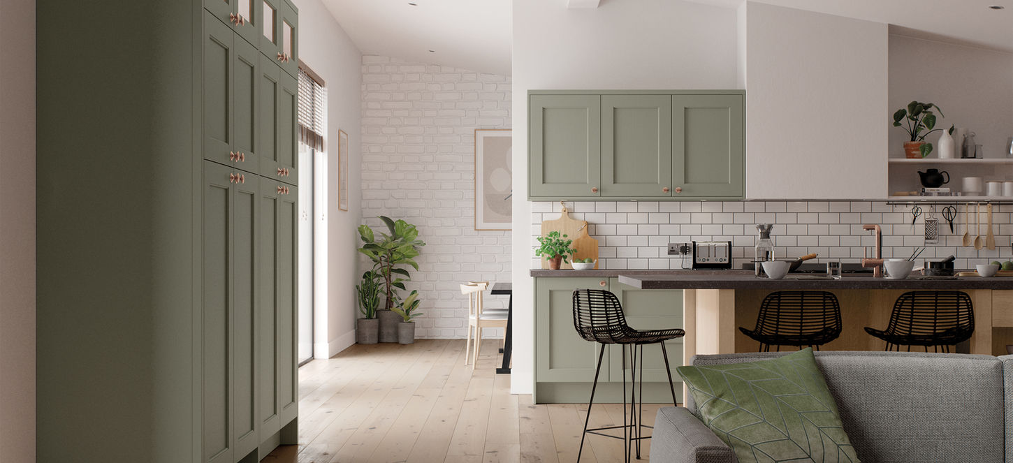 Cardamom and Light Oak kitchen