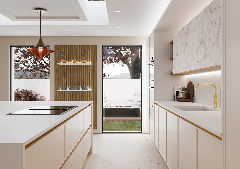 Cashmere kitchen interior showcasing understated luxury and harmonious finishes