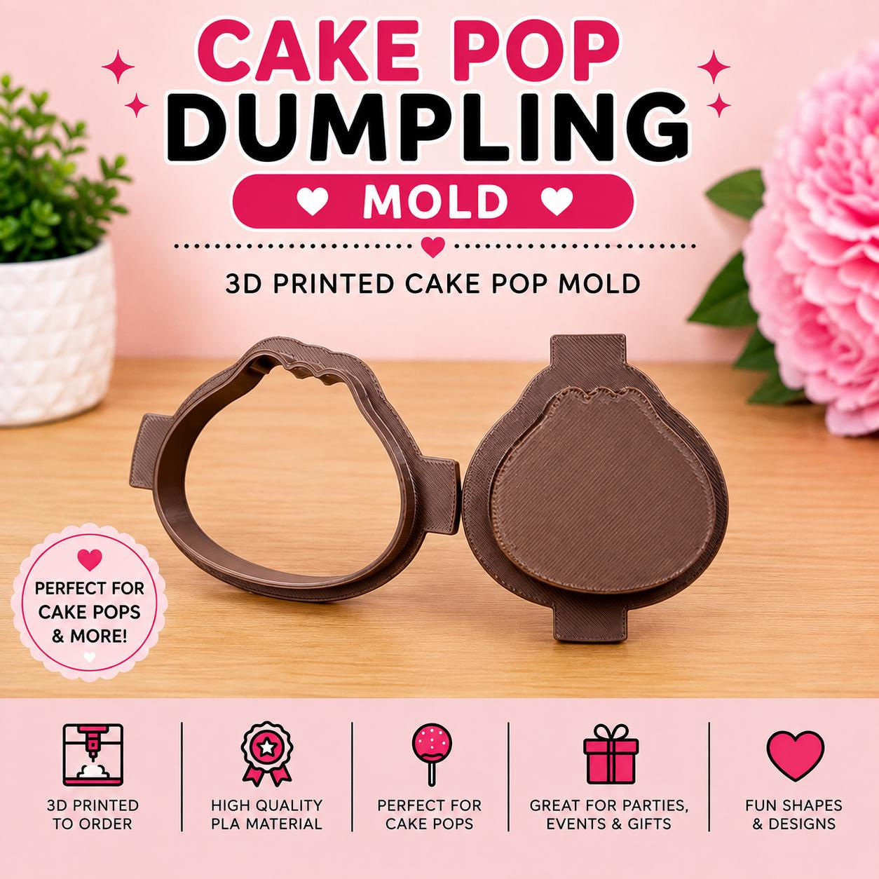 3D Printed Dumpling Cake Pop Mold | Shaping Tool for Parties, Events