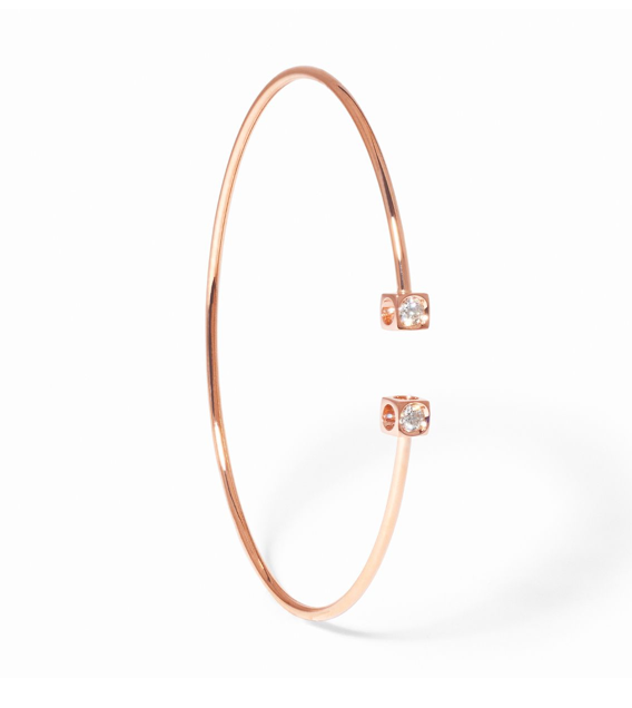 Bracelet Le Cube Diamant petit modèle or rose et diamants