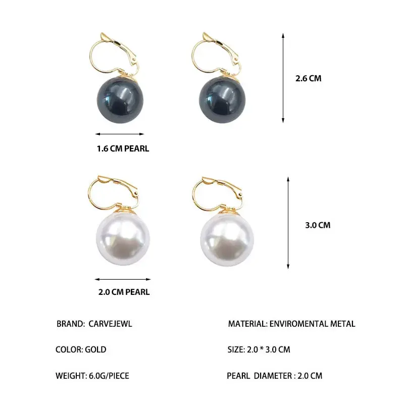 Miniatura: Carvejewl New Arrive Fashion Simple Big Pearl Clip on Earrings for Women Jewelry