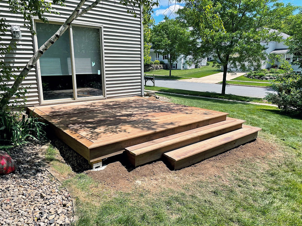 Cedartone Deck With Cascading Stairs