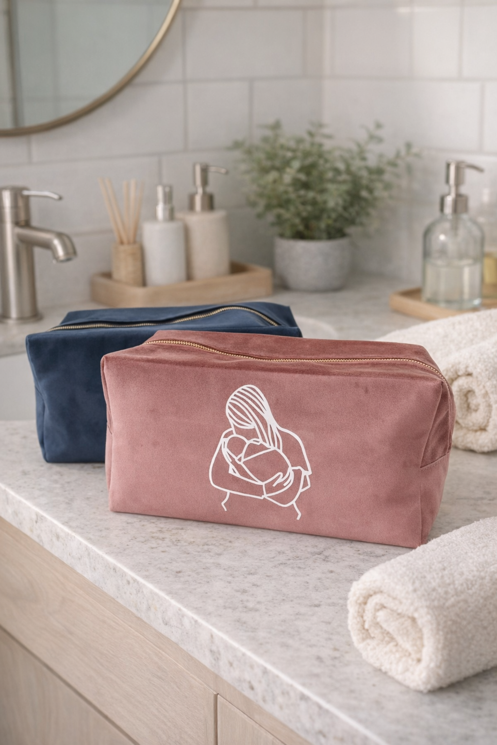 Velvet toilettas met lijntekening