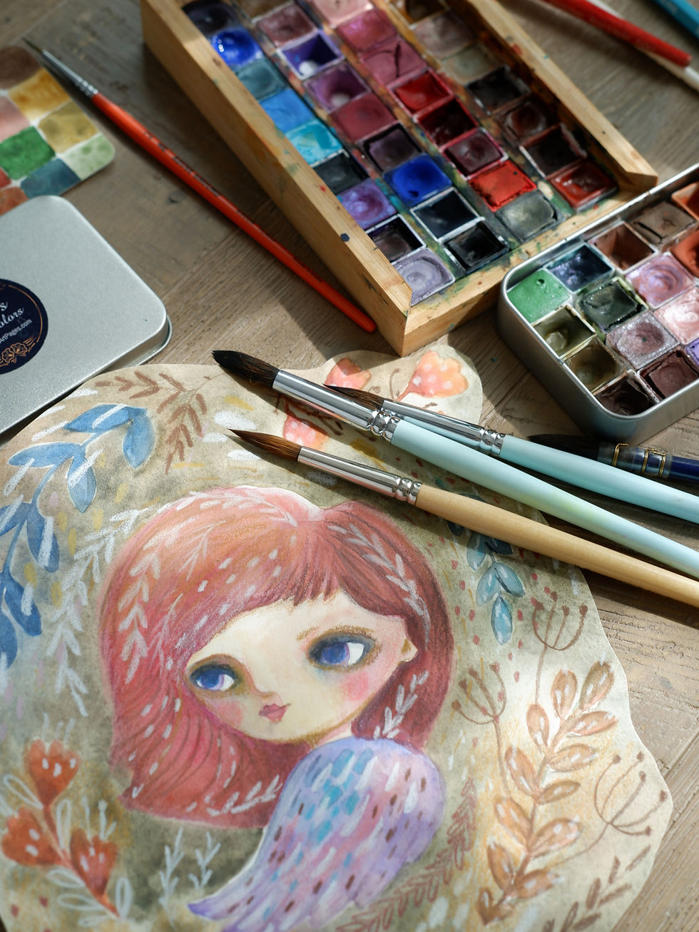 Thumbnail: GARDEN ANGEL Watercolor self paced Tutorial PDF