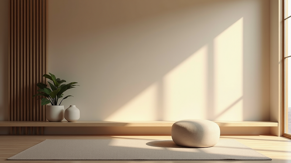 Calm meditation room with natural light