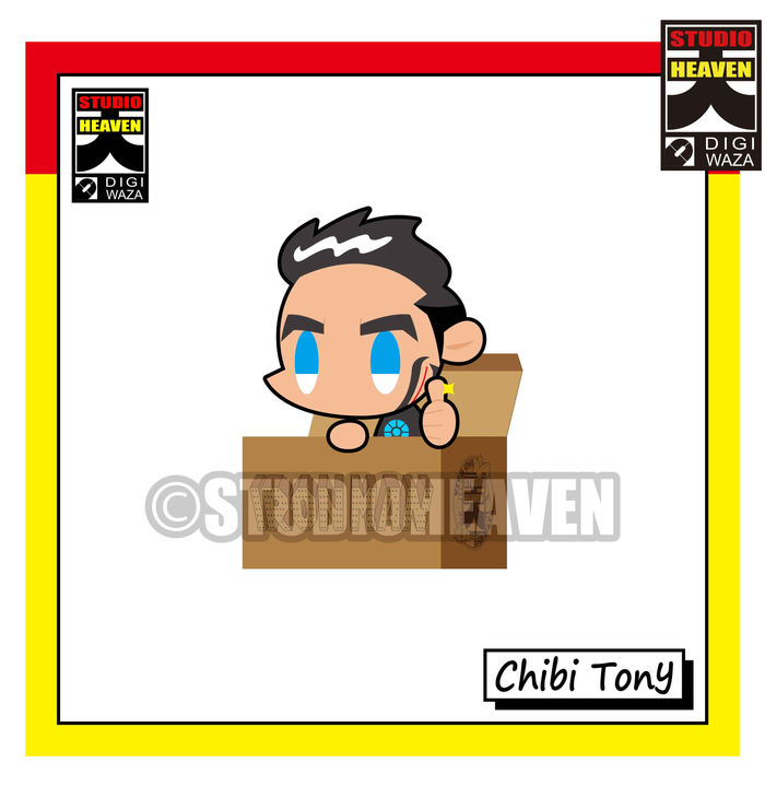 段ボール箱から出たトニー･スタークの､サムズアップが光っている