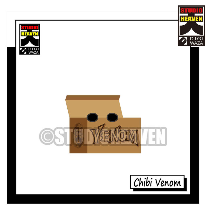 蓋が開いた段ボール箱から､ヴェノムの手が出ている