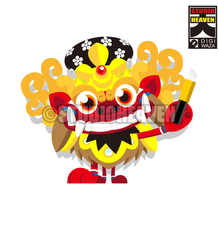 可愛いバロンがカッターを持って立っている