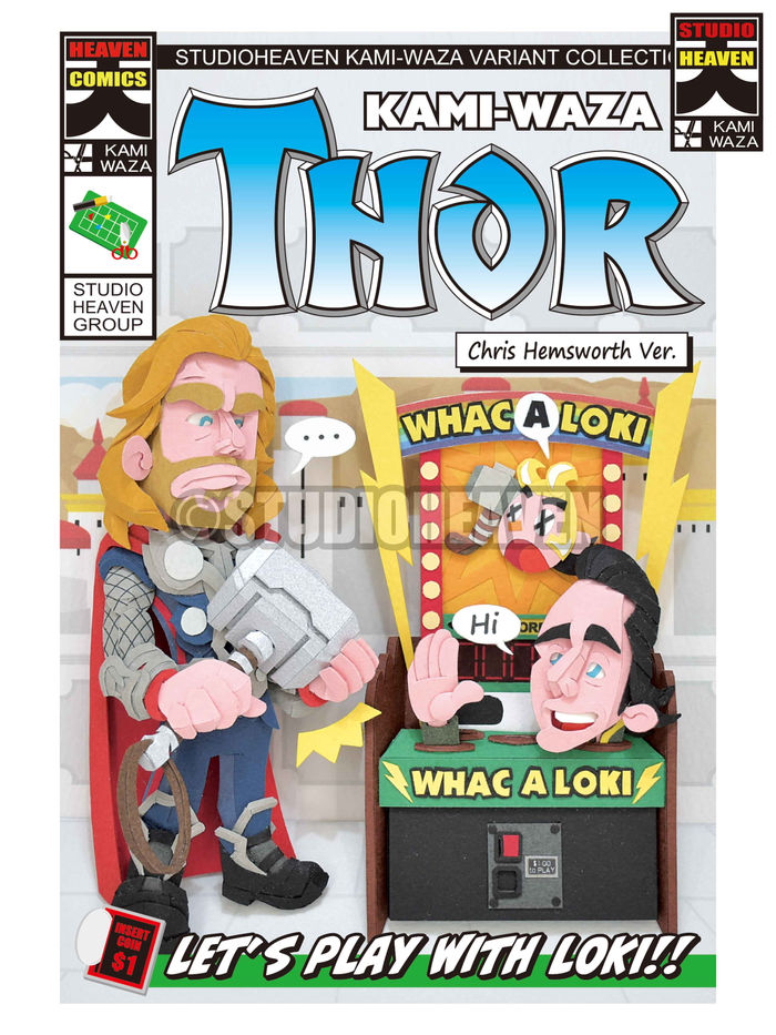 怒ったThorが､Lokiをモグラたたきの筐体に入れ､お仕置きしようとしている Original Variant Cover