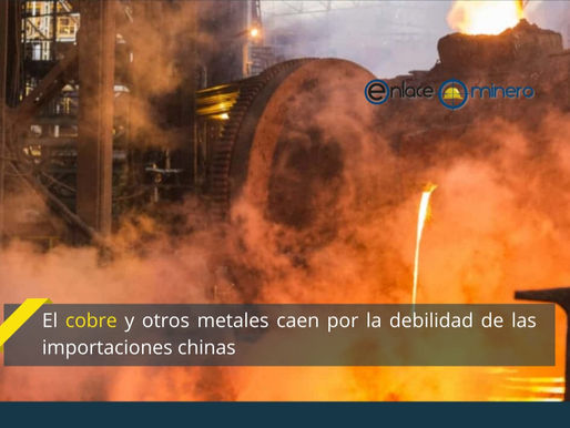 El cobre y otros metales caen por la debilidad de las importaciones chinas
