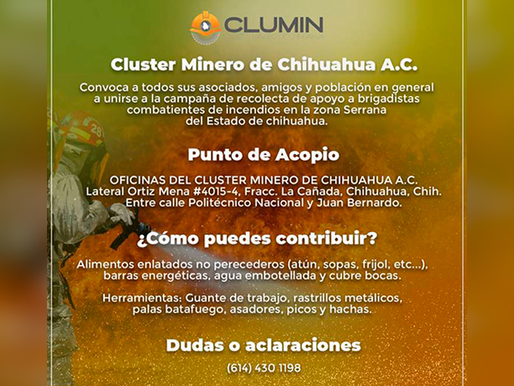 Clúster Minero de Chihuahua instala centro de acopio para apoyar brigadistas