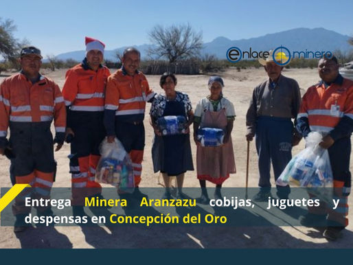 Entrega Minera Aranzazu cobijas, juguetes y despensas en Concepción del Oro