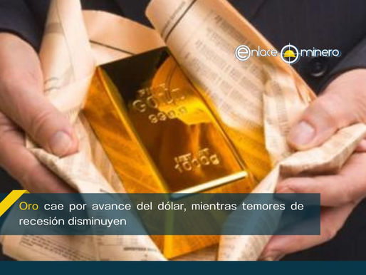 Oro cae por avance del dólar, mientras temores de recesión disminuyen