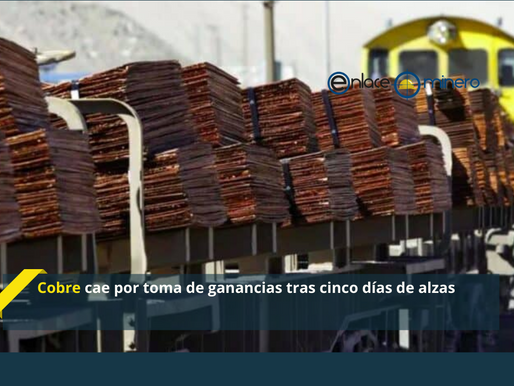 Cobre cae por toma de ganancias tras cinco días de alzas