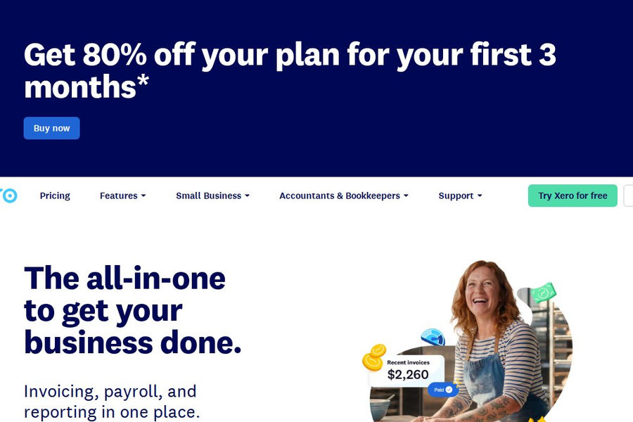 Screenshot of xero.com interface