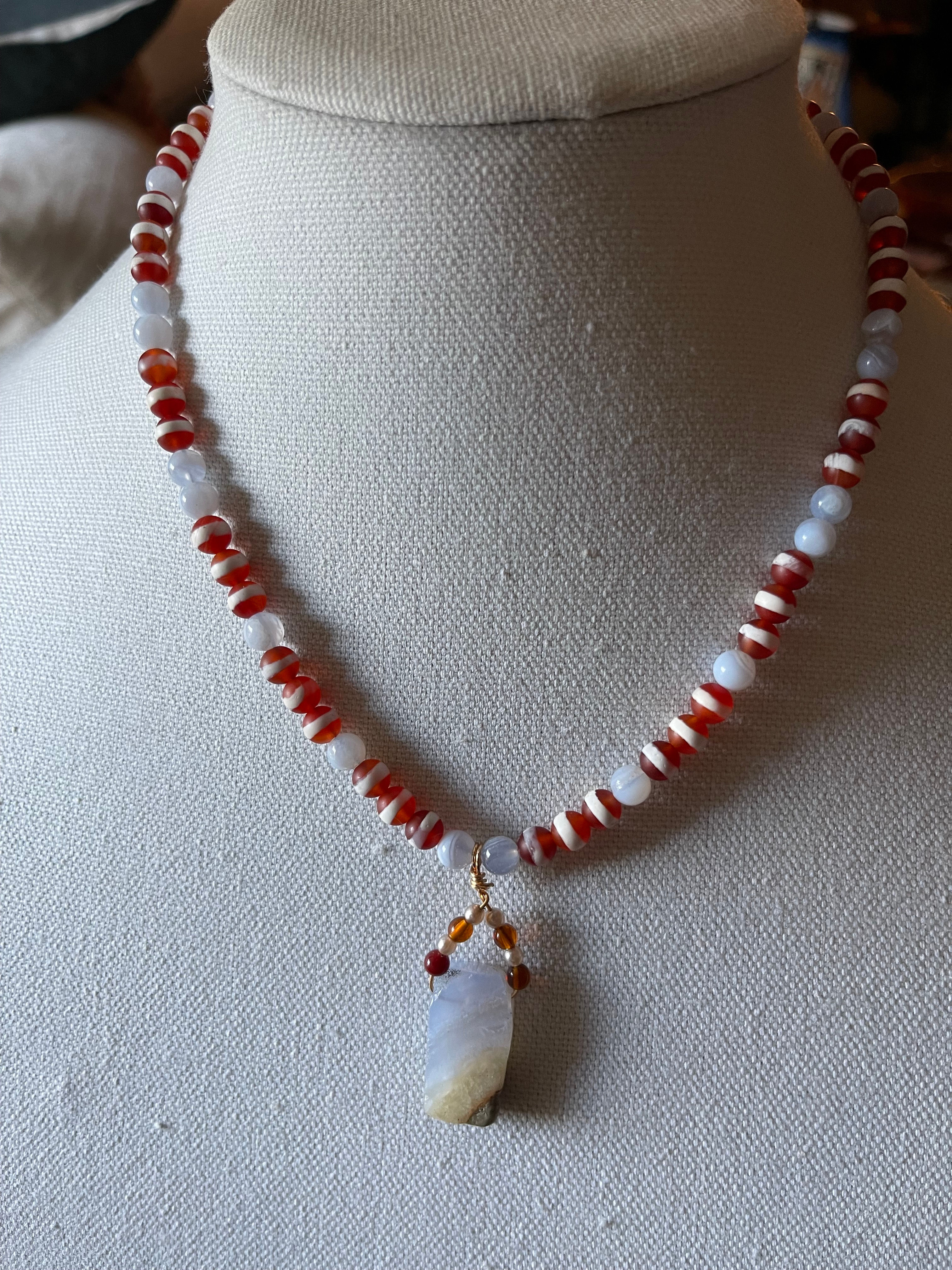 Blue lace agate and African beads