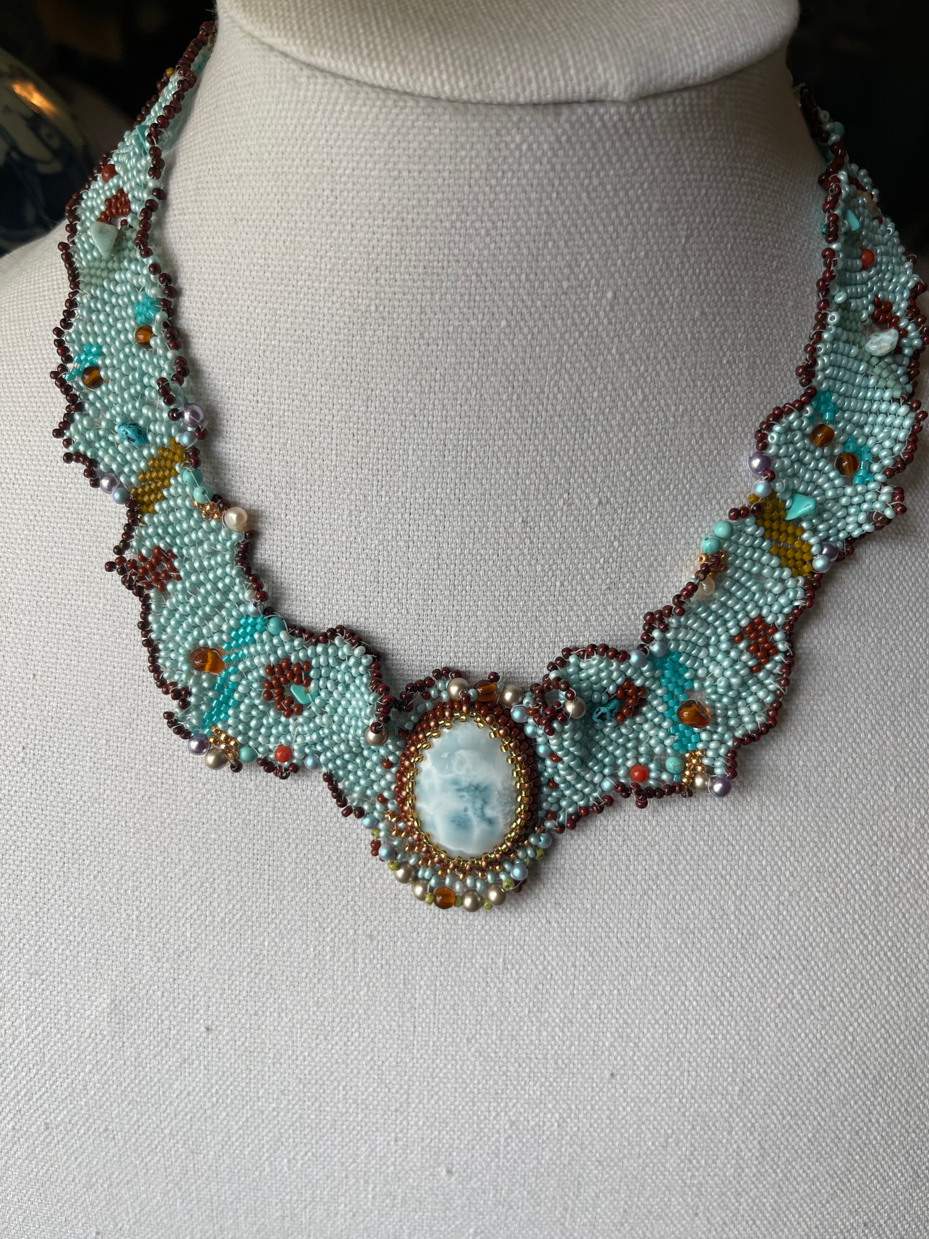 Larimar peyote necklace
