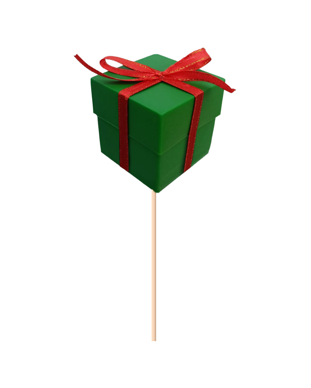 3D XMAS BOX GREEN+RED BOW