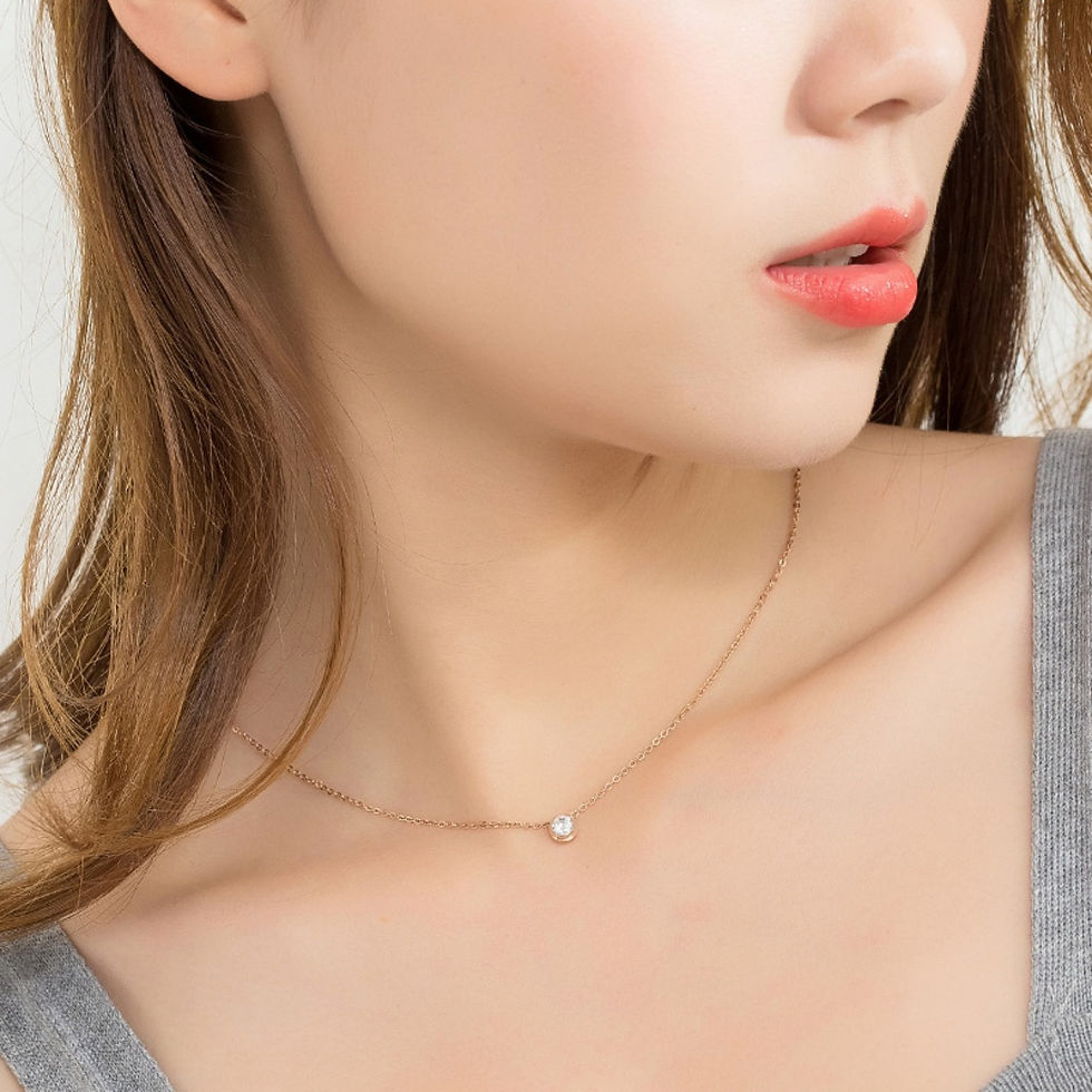 Thumbnail: Miinimalist Stainless Steel  Zircon Pendant Necklace