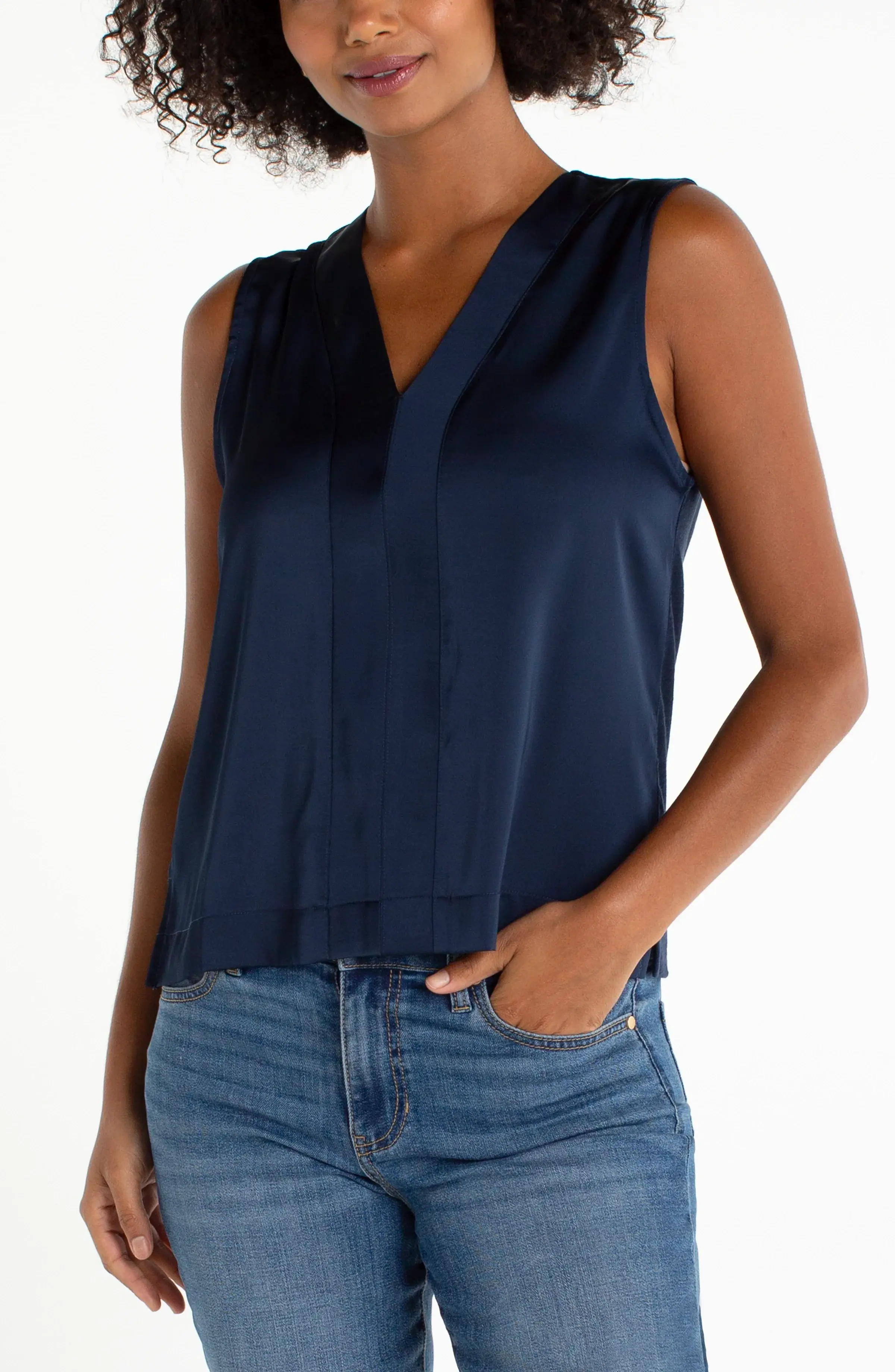V-Neck Woven to Knit Top