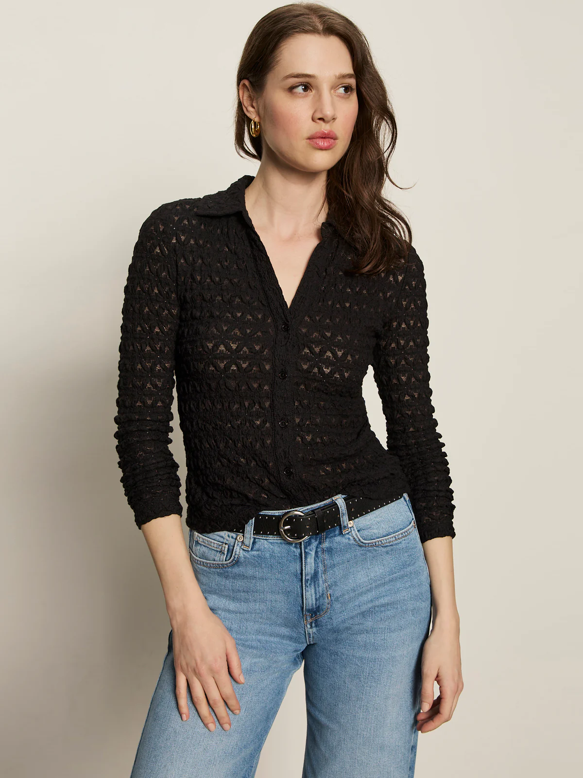 Dreamgirl Lace ButtonUp Top
