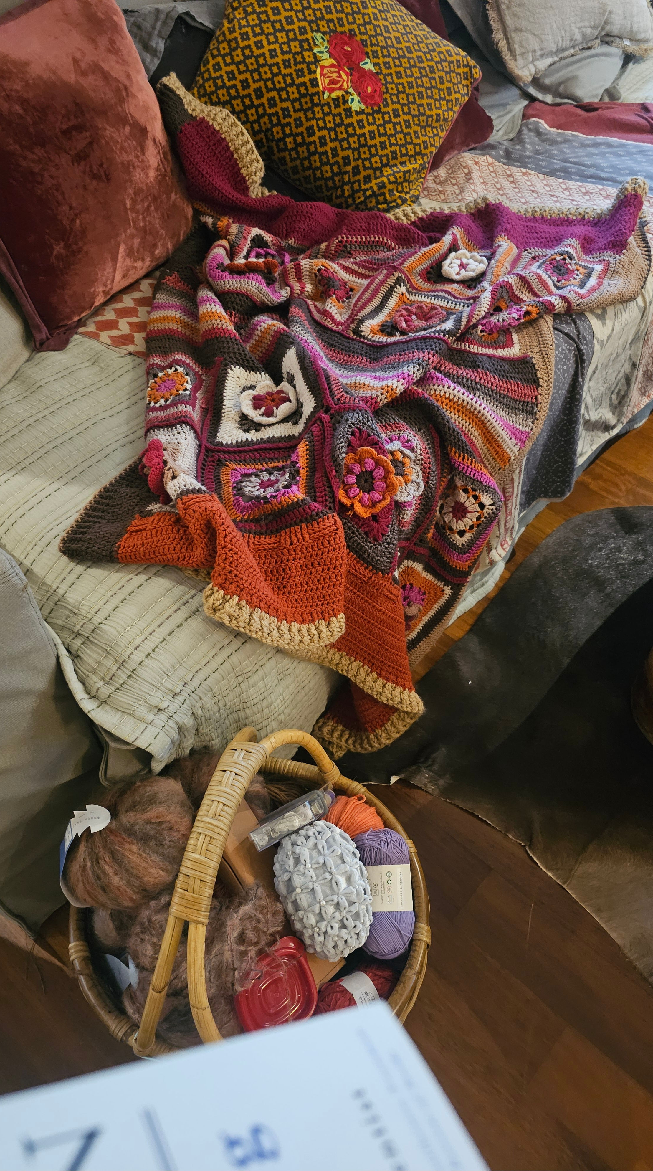 EMBER MOSAIC — Hand Crocheted Wool Blanket -SOLD OUT