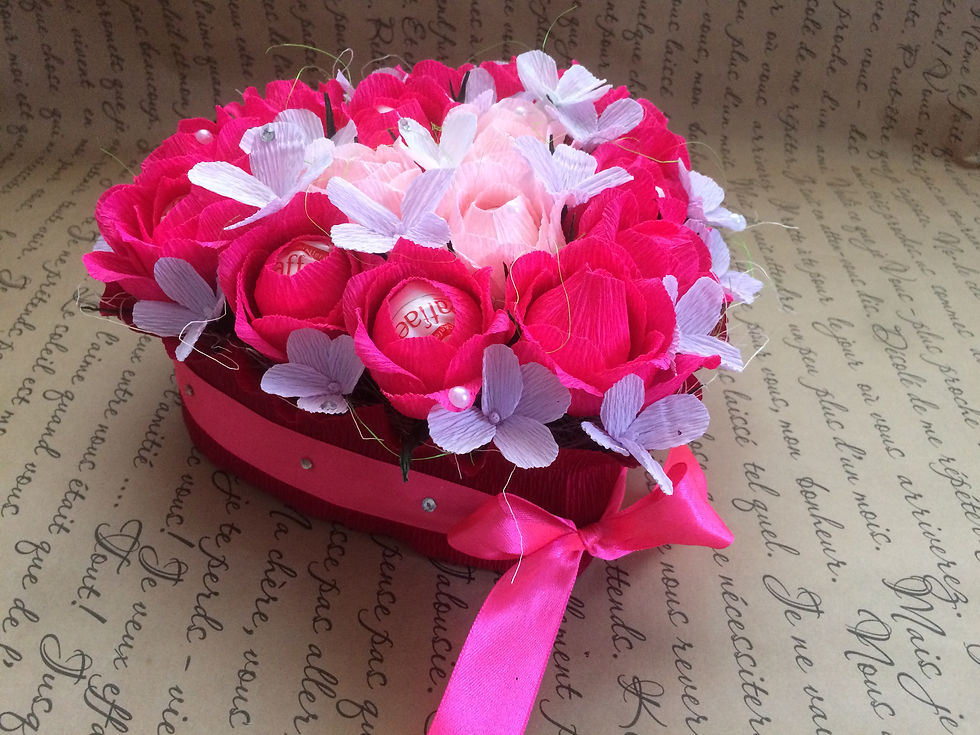 Миниатюра: Сердечко с 15 роз с конфеткой Raffaello.