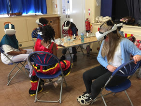 Children in VR headsets 