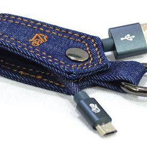 Chaveiro Jeans com Cabo Micro USB Novidade I2GO Original Portatil