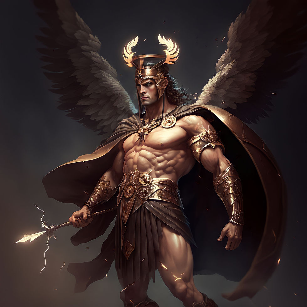 Hermes Art | The Greek Messenger God | Greek Mythology Art | Greek Gods and Goddesses Artwork | Mind Maestro AI Art