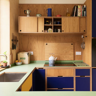 compact birch plywood kitchen
