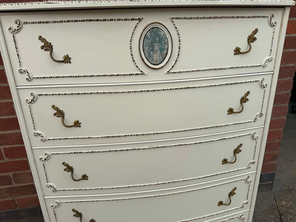 Thumbnail: Vintage French style tall chest of drawers bedroom furniture