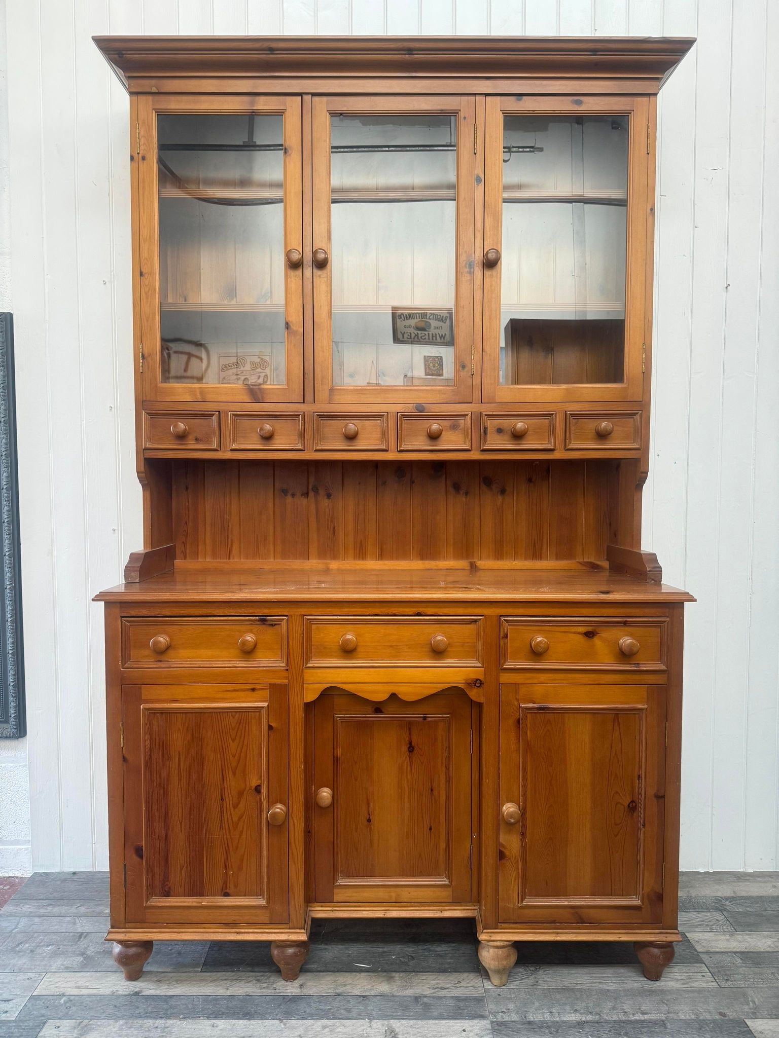 Upcycled medium 3 door sized welsh dresser with glass display cabinet/sideboard