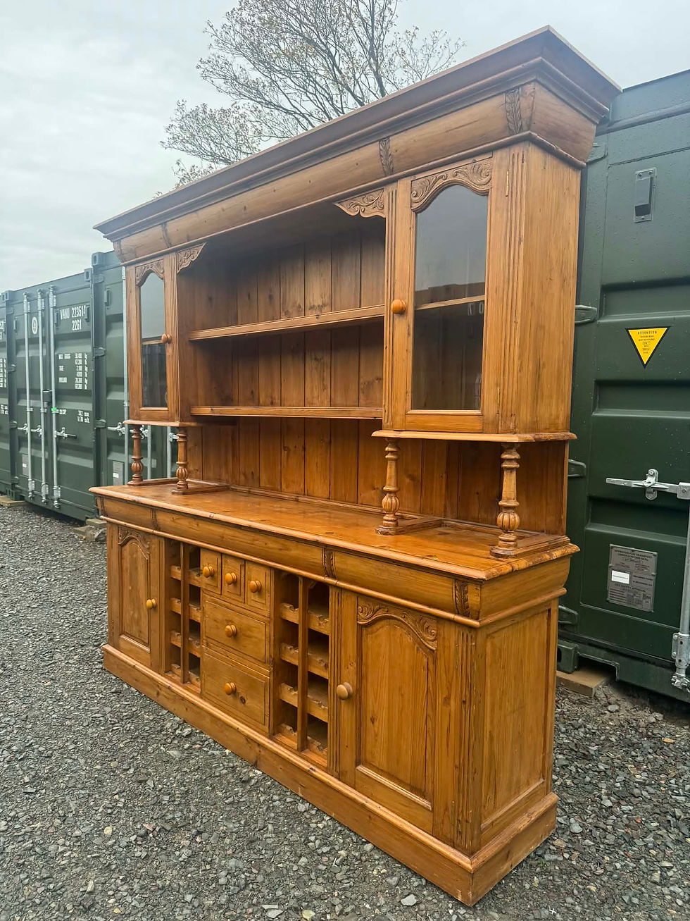 Thumbnail: Vintage extra large pine Welsh dresser wine rack storage glass display