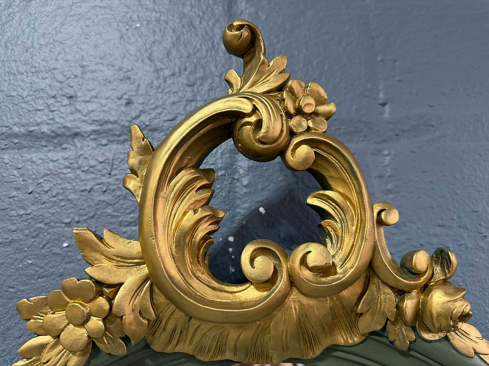 Thumbnail: Antique French Louis XV chest of drawers with 3 way mirror & marble top upcycled