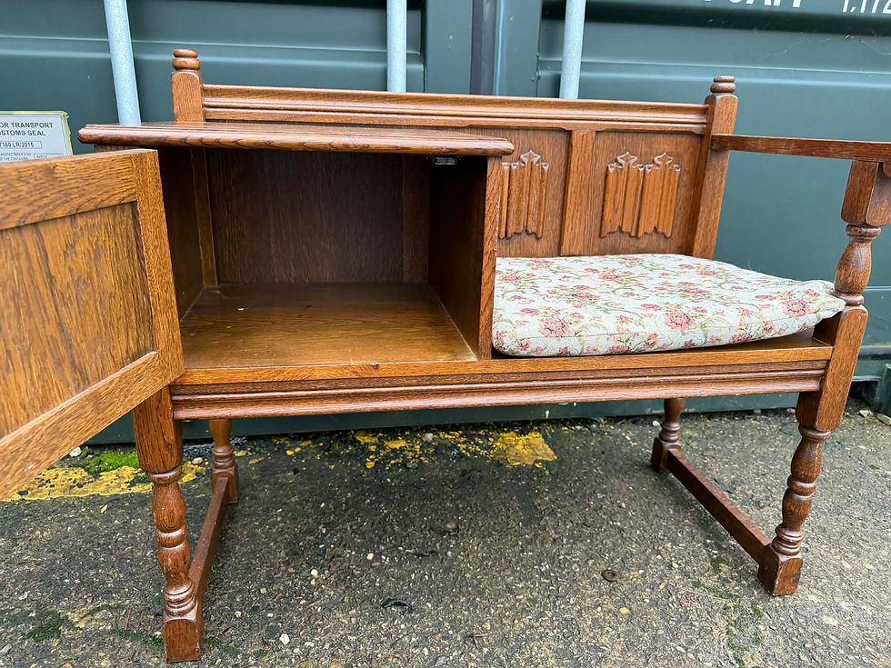 Thumbnail: Vintage carved telephone seat table hallway chair