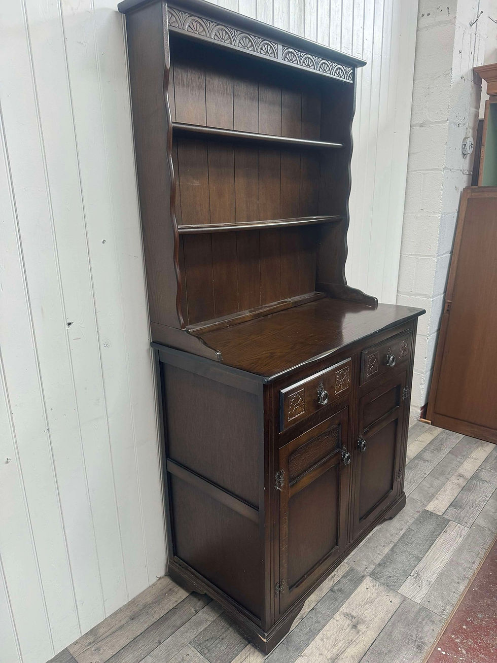 Thumbnail: Custom painted upcycled furniture vintage small carved welsh DRESSER