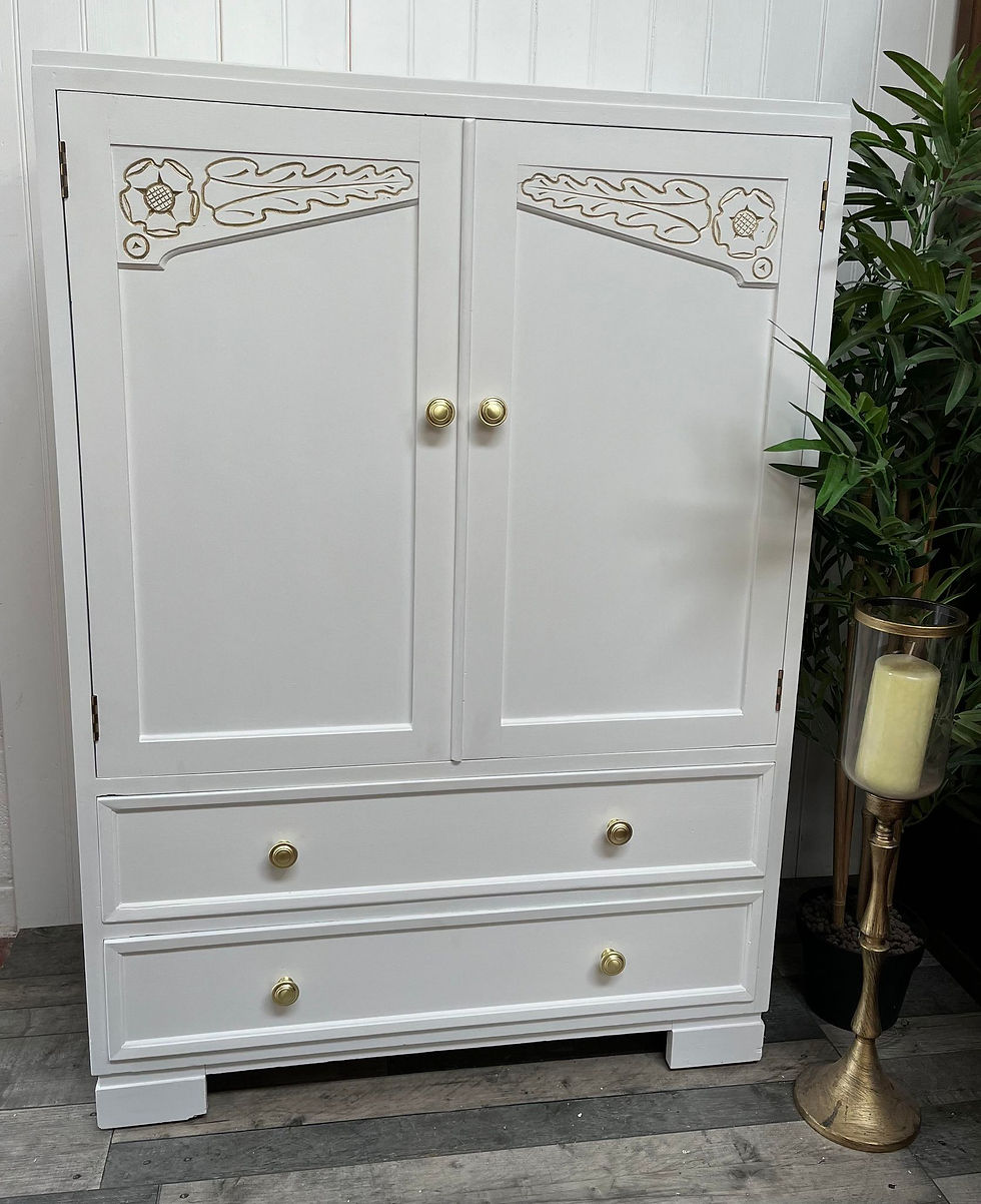 Thumbnail: Custom painted upcycled vintage French style linen cupboard unit with drawers