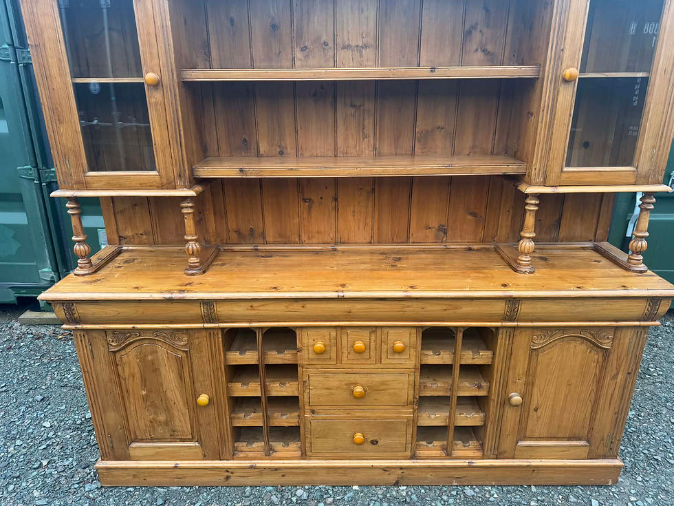 Thumbnail: Vintage extra large pine Welsh dresser wine rack storage glass display