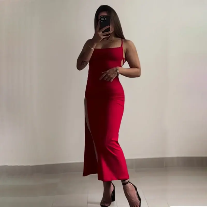 Thumbnail: 2025 New Dress Summer High Sensibility Halter Strap Spice Girl Bag Hip Dress