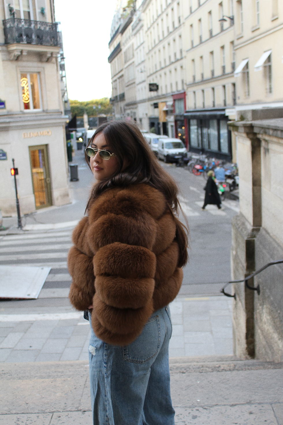 Cropped chunky fox fur coat